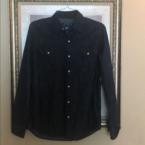Old Navy Blue Jean Denim MSF Pearl Snap Shirt.